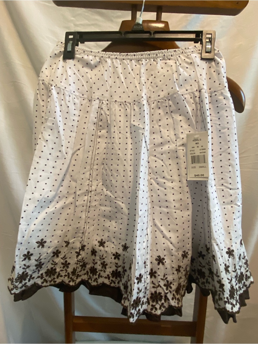 Joe Benbasset White Skirt with Black Polka Dots
